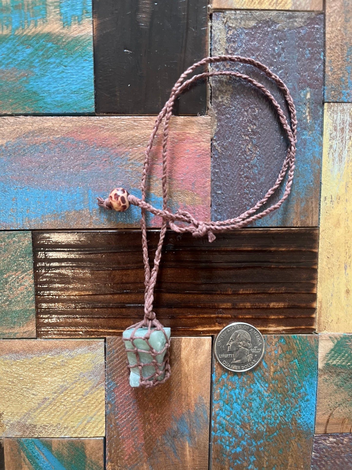 Amazonite stone Hemp necklace
