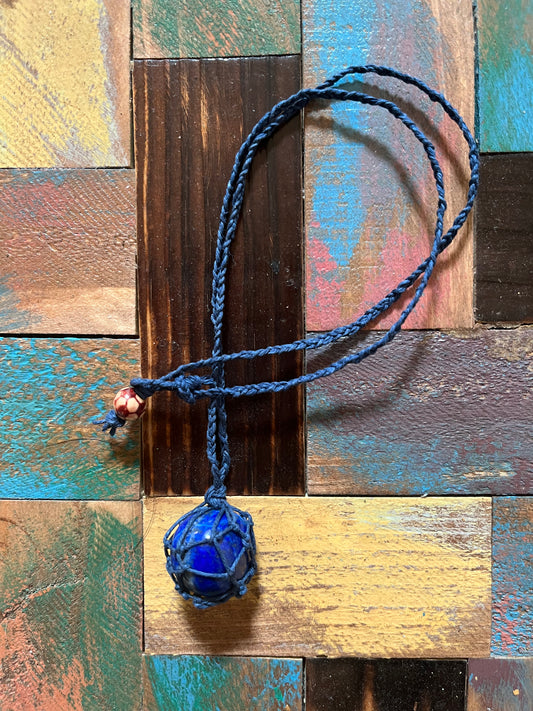 Lapis lazuli crystal Hemp necklace