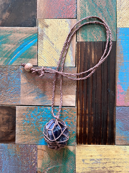 Amethyst stone Hemp necklace